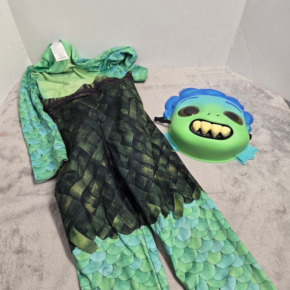 Disney Pixar Luca Sea Monster Costume Kids Jumpsuit Mask Disguise 1551EF01 Green